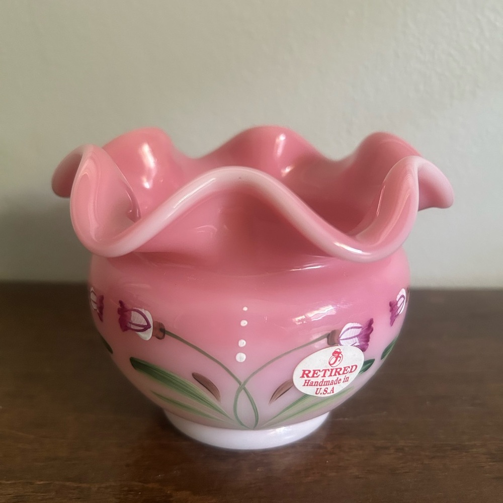 Fenton Rosalene Pink Bowl; numbered and signed